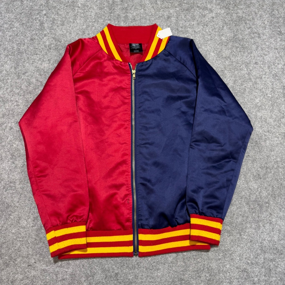 Suicide Squad Harley Quinn Property of Joker Bomber Jacket Red Blue Satin Large